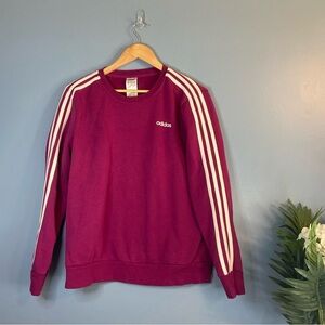 Adidas Pink Essentials 3 Stripes Pullover Sweatshirt